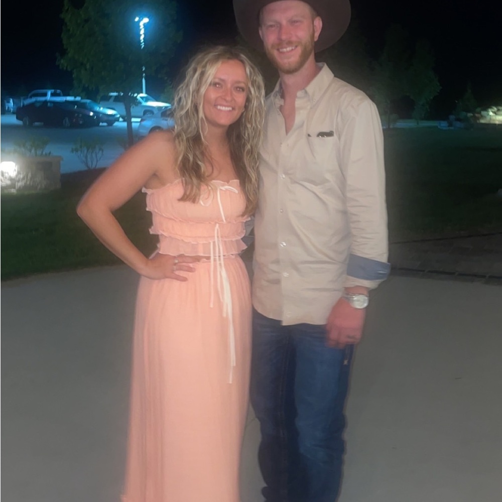 Peach Strapless Maxi Dress